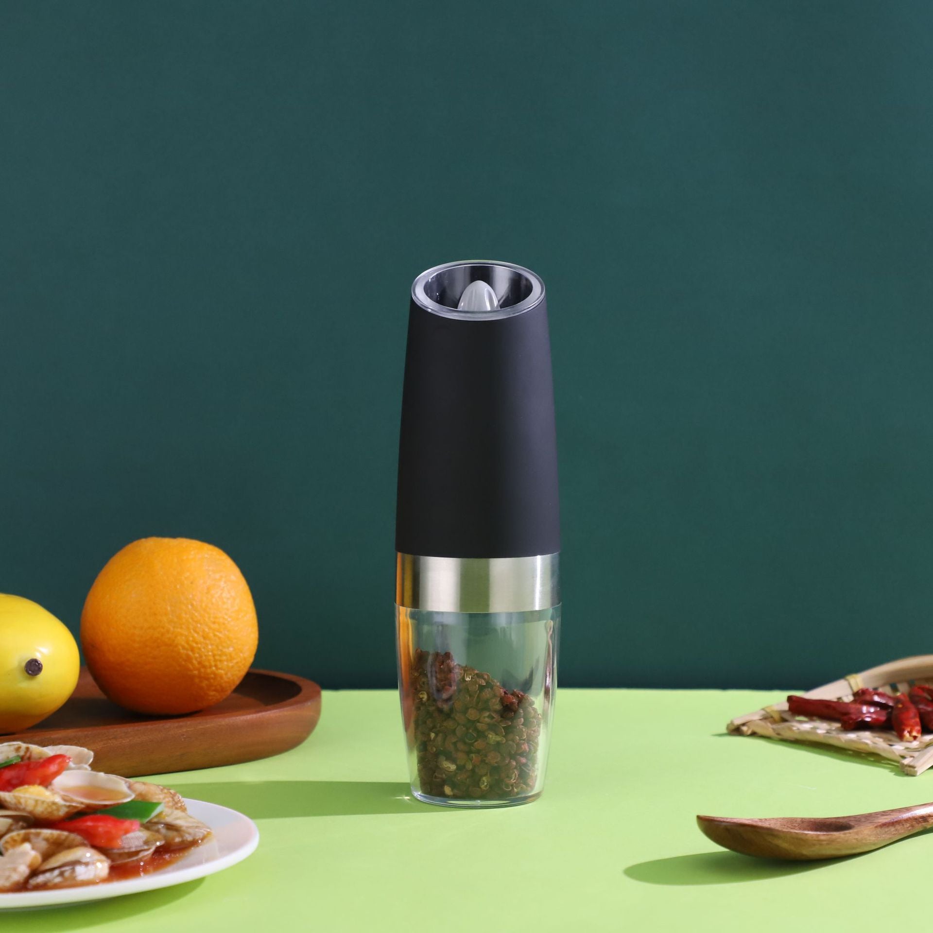 Electric Gravity Automatic Grinder, best kitchen supplies, best kitchen tool, interesting kitchen supplie, Gravity Sensing Automatic Operation Durable Design with Large Capacity Customizable Coarseness Innovative Blue LED Light Versatile Grinding Applications