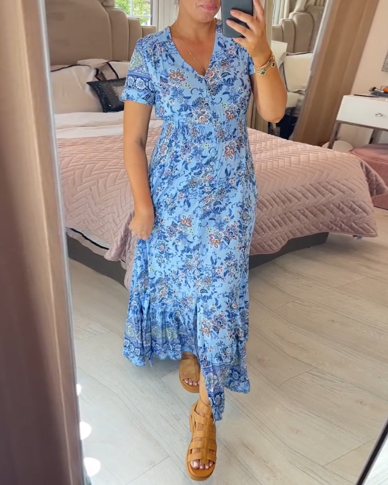 🔥 Printemps 2025 Nouveautés 🔥Robe à motif floral et décolleté en V