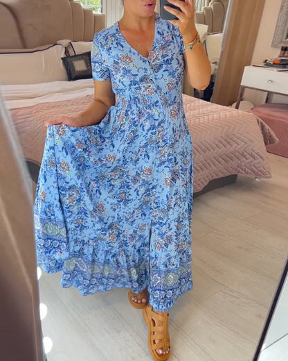 🔥 Printemps 2025 Nouveautés 🔥Robe à motif floral et décolleté en V