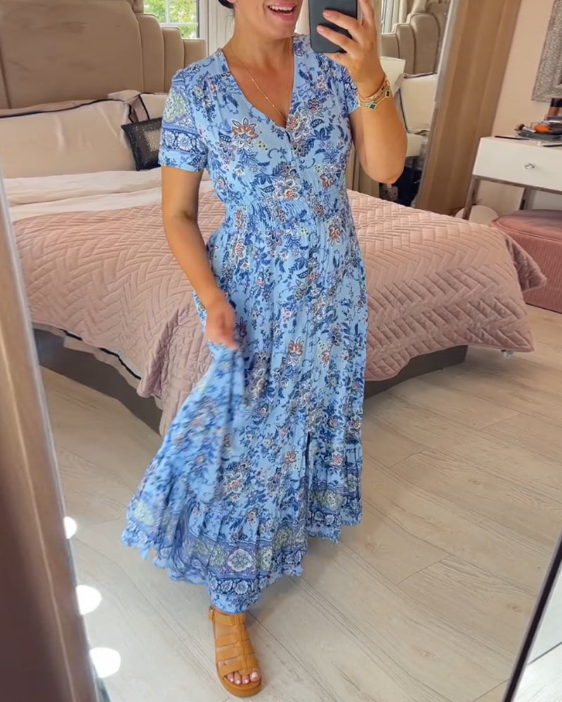 🔥 Printemps 2025 Nouveautés 🔥Robe à motif floral et décolleté en V