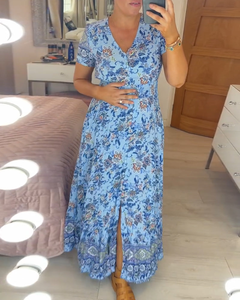 🔥 Printemps 2025 Nouveautés 🔥Robe à motif floral et décolleté en V