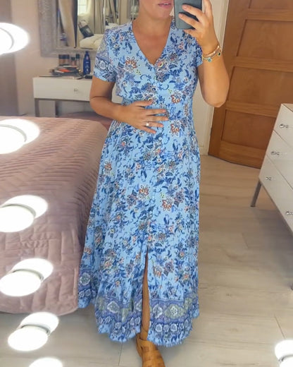 🔥 Printemps 2025 Nouveautés 🔥Robe à motif floral et décolleté en V