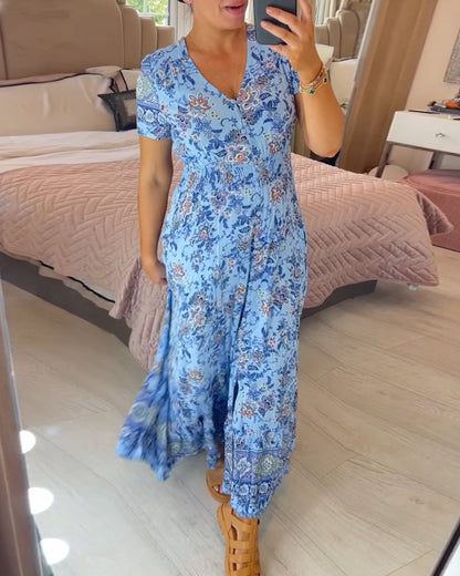 🔥 Printemps 2025 Nouveautés 🔥Robe à motif floral et décolleté en V