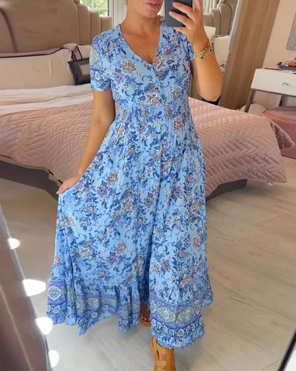 🔥 Printemps 2025 Nouveautés 🔥Robe à motif floral et décolleté en V