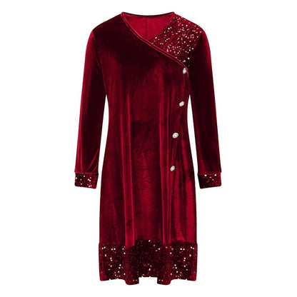 🎄Réduction de Noël 50%👗Arany velours robes automne/hiver pour femmes