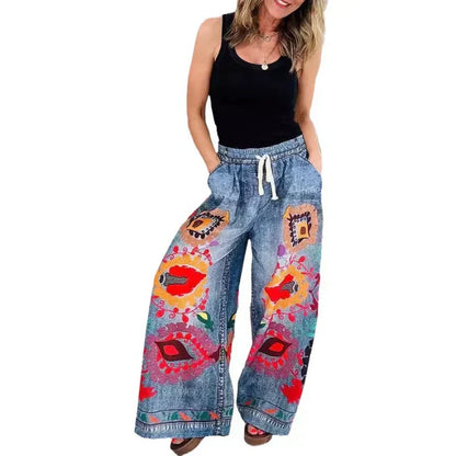 2025 Nouvelle Arrivée🔥Pantalon Décontracté En Faux Denim Avec Cordon De Serrage Pour Femme