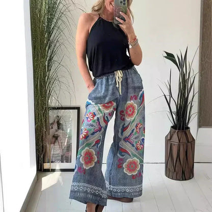 2025 Nouvelle Arrivée🔥Pantalon Décontracté En Faux Denim Avec Cordon De Serrage Pour Femme