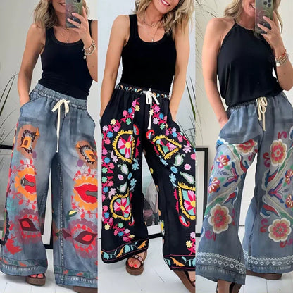 2025 Nouvelle Arrivée🔥Pantalon Décontracté En Faux Denim Avec Cordon De Serrage Pour Femme