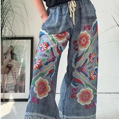 2025 Nouvelle Arrivée🔥Pantalon Décontracté En Faux Denim Avec Cordon De Serrage Pour Femme