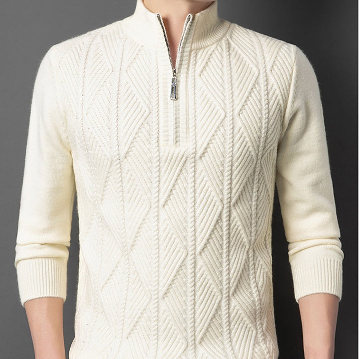 Pull col roulé demi-zip en laine pour homme