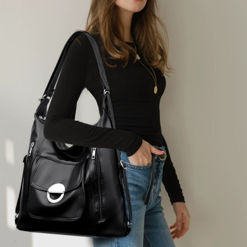 Sac convertible élégant en cuir PU pour femme avec plusieurs poches