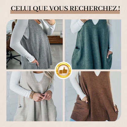 Gilet en Tricot à Col en V pour Femmes