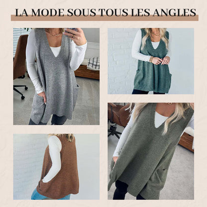 Gilet en Tricot à Col en V pour Femmes