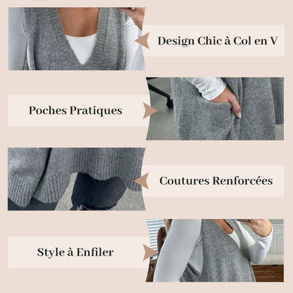 Gilet en Tricot à Col en V pour Femmes