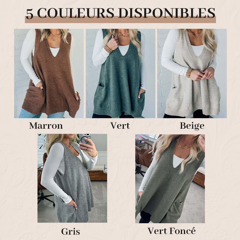 Gilet en Tricot à Col en V pour Femmes